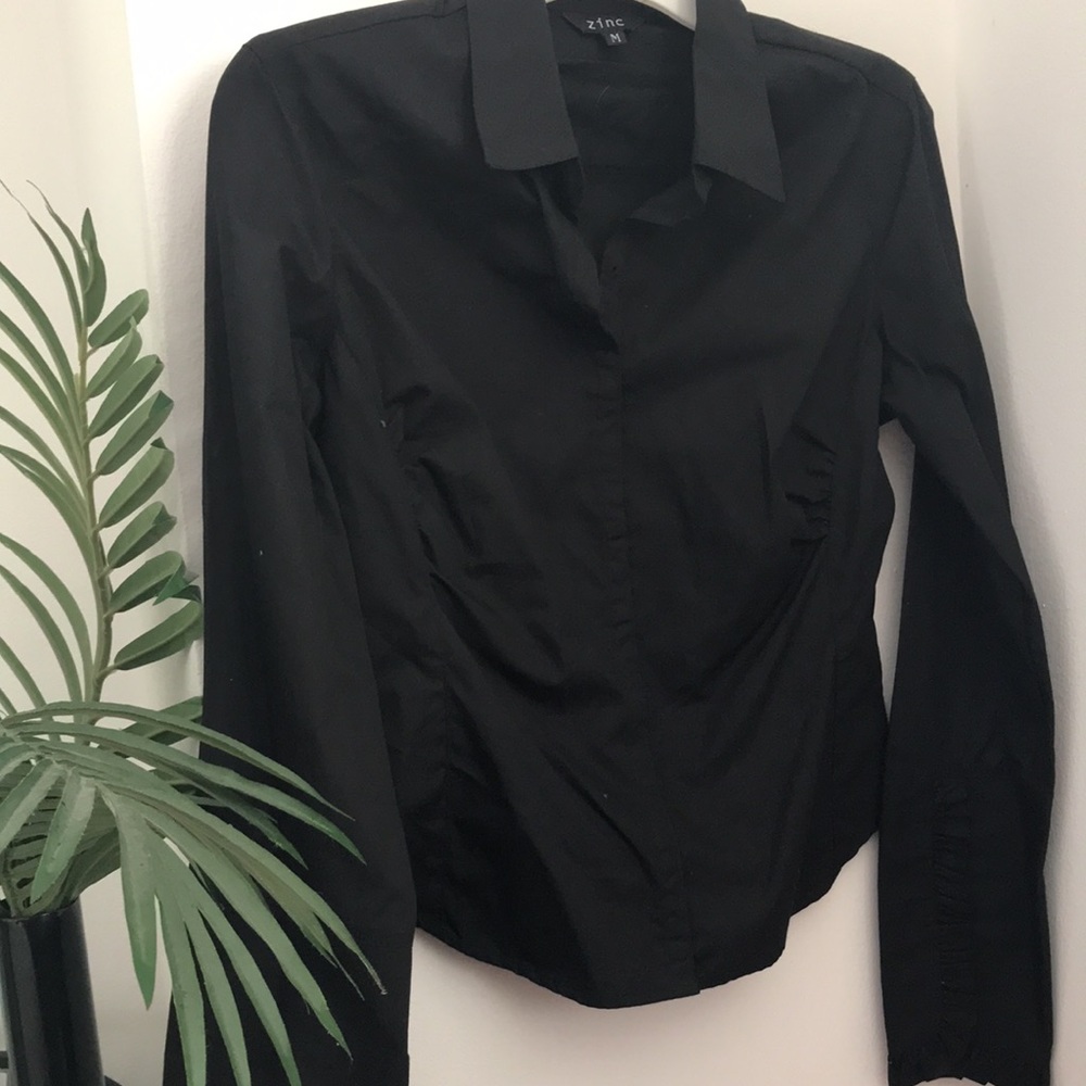 NWOT-Black top with ruffle sleeves